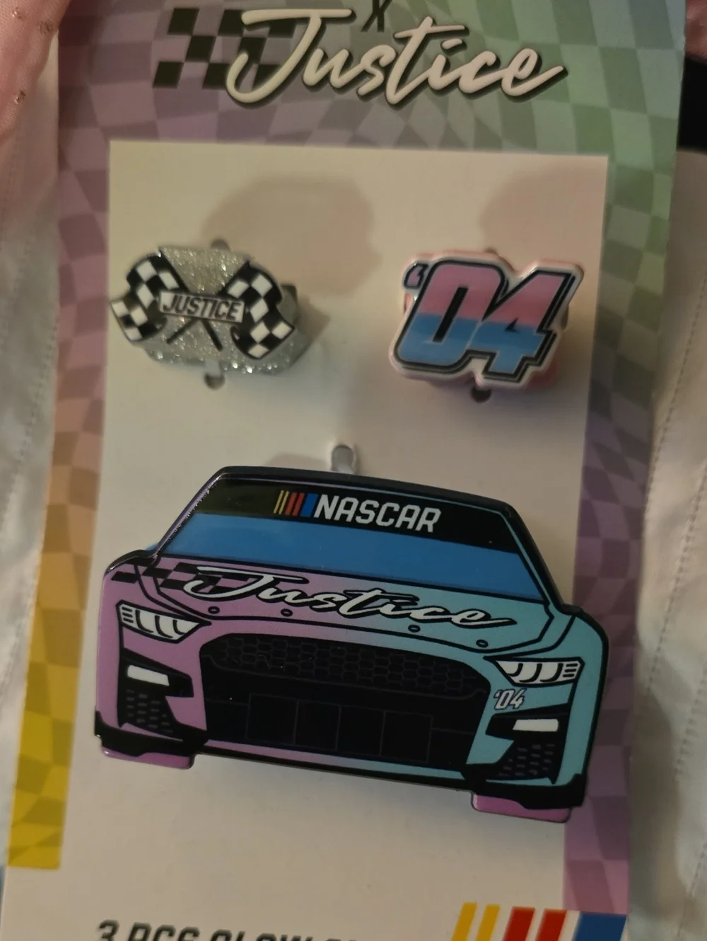 NASCAR x Justice 2pcs Black & Pink Twister Scrunchies 3pcs Claw Clips